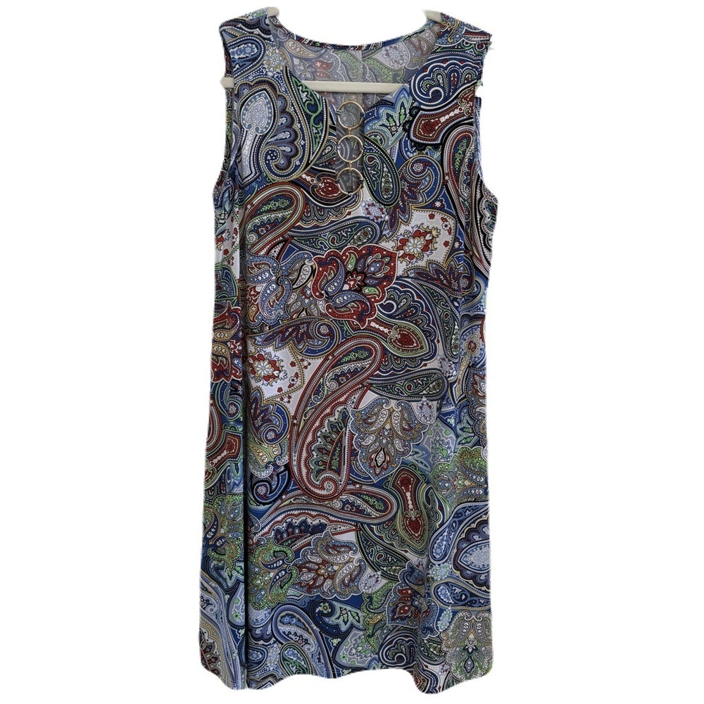Paisley Print Shift Dress - Multicolor